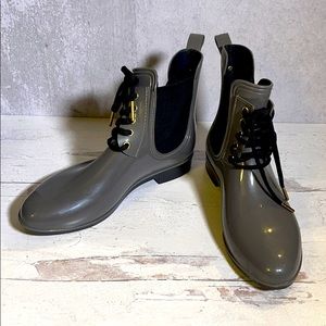 Grey & Black Rain Boots